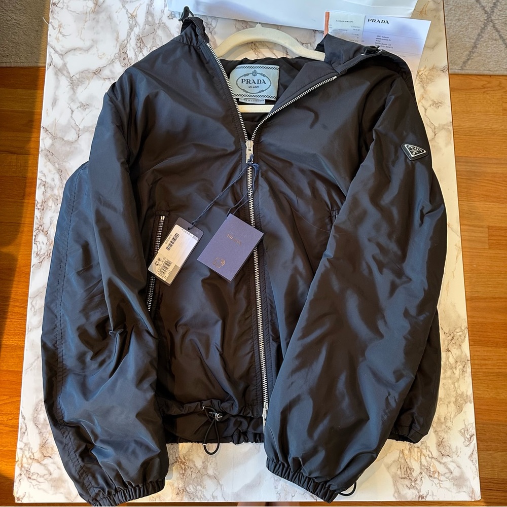PRADA RE-NYLON JACKET BLACK, SZ 42/M